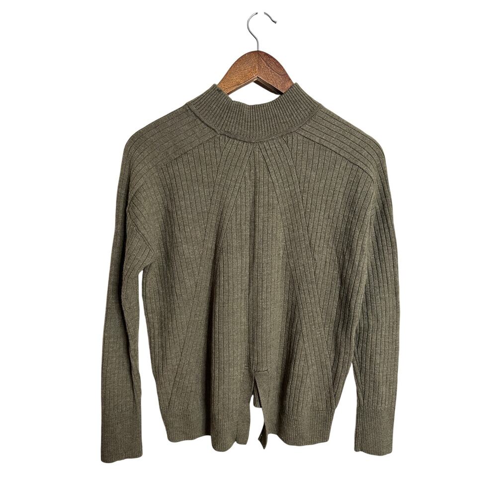 Steven Alan Adagio Sweater in Army Green 100% Merino Wool Womans Small